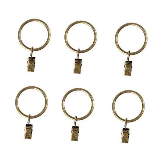 28 Pack Drapery Curtain Clip Rings,Curtain Rod Eyelet Clip Ring-Antique Brass