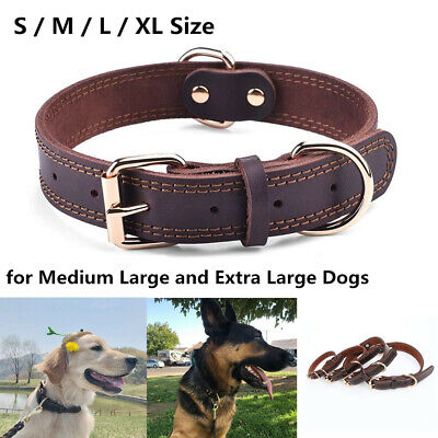 Genuine Leather Dog Collar Durable Alloy Hardware for Medium Extra Large Dogs