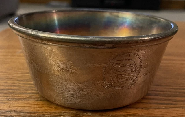 R Wallace 0384 Silver Soldered Bowl W/NYK Line Emblem Etched On The Side