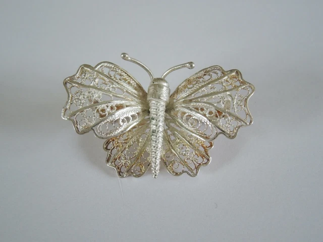 Broche Papillon En Argent 925 ‰ – Filigrane, 5 Grammes, Occasion