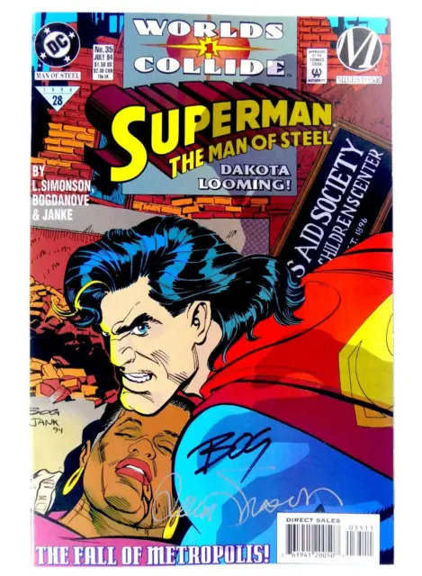DC SUPERMAN MAN of STEEL 1994 #34 Signed by SIMONSON +BOGDANOVE VF/NM Ships FREE