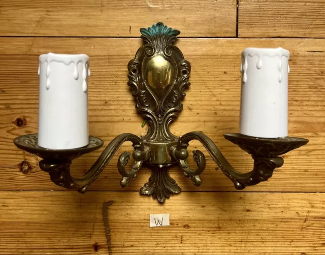 Vintage Brass French Rococo Style Double Wall Lamp Light Candle Sconce Retro W