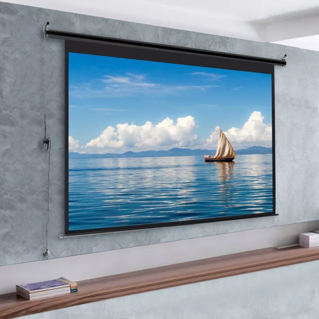 Electric Motorized Projector Screen Home Cinema 72/84/92/100/120inch + Remote