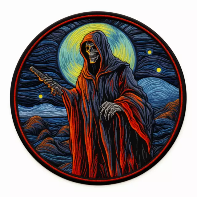 GRIM REAPER PATCH Embroidered Iron-on for Clothing Halloween Costume ...