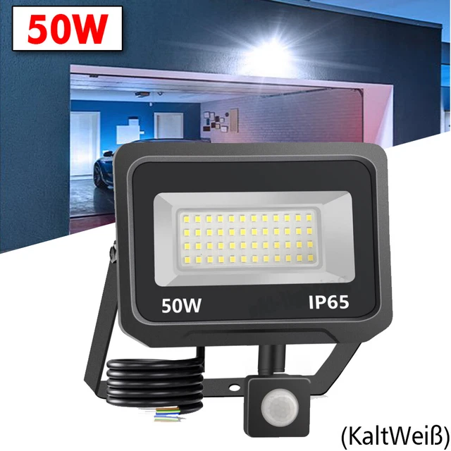 LED Fluter mit Bewegungsmelder Außen Strahler 50W Garten Lampe Scheinwerfer IP65