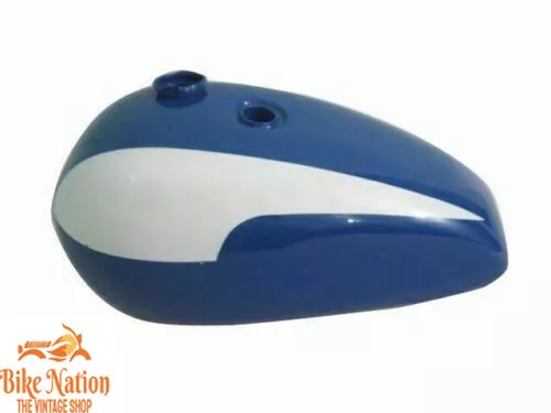 Fit For Triumph T140 Blue And White Painted Oil In Frame Gas Fuel Tank