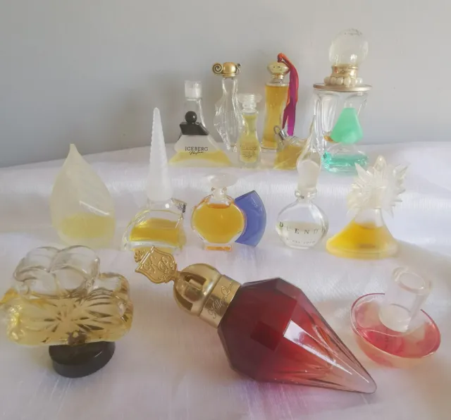 Vintage Lot Of 16 Perfumes, Mixture Of Miniatures, Katy Perry, Lalique, Giorgio.
