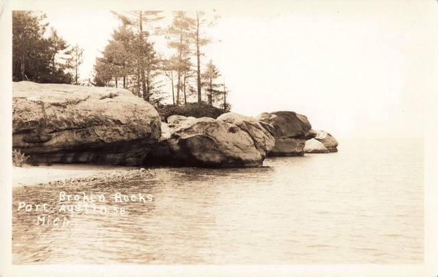 CEN Point Aux Barques Port Austin MI RPPC Lake Huron MOTHER NATURES Shoreline! 6