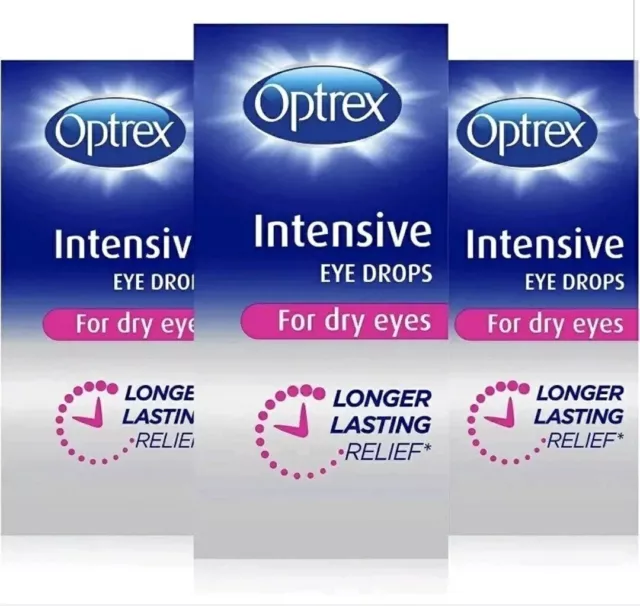 Optrex Intensive Augentropfen für trockene Augen, länger anhaltende Linderung 10 ml x 3 2