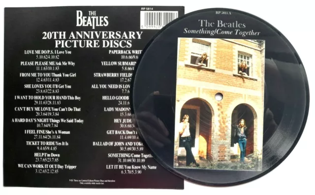 EX/EX Beatles Picture Disc 7" Vinyl Something Come Together The 20th Anniversary