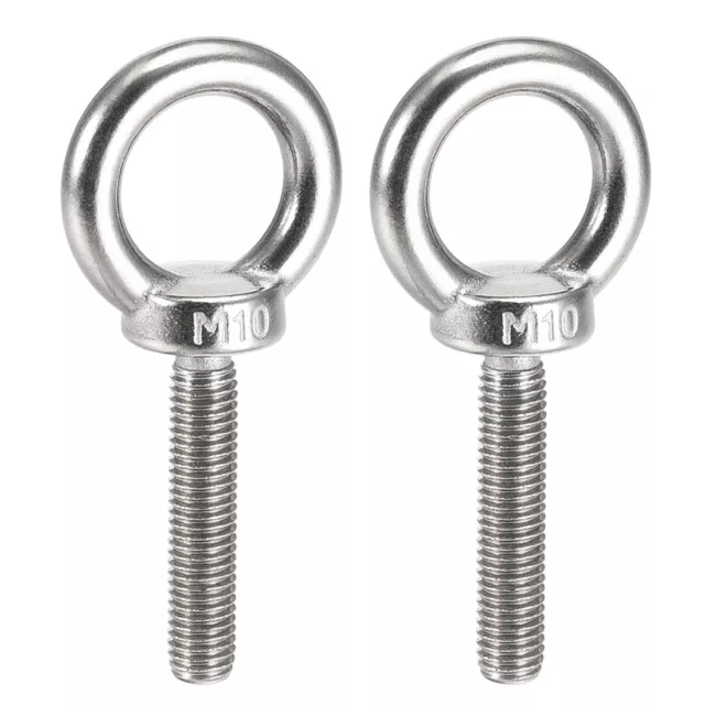 2 Pcs M10x50mm Thread 25mm Inside Dia 42mm OD Stainless Steel Lifting Eye Bolt 2