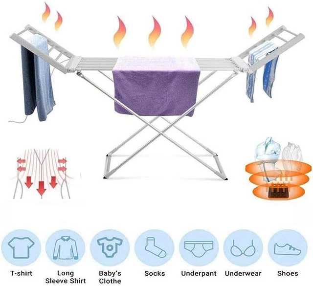 ELECTRIC HEATED CLOTHES Airer Dryer Horse Rack Folding Washing Line