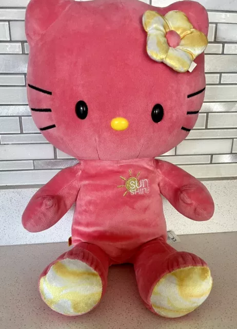 Build A Bear Hello Kitty Sunshine Coral Pink 19" Stuffed Plush Original Bow