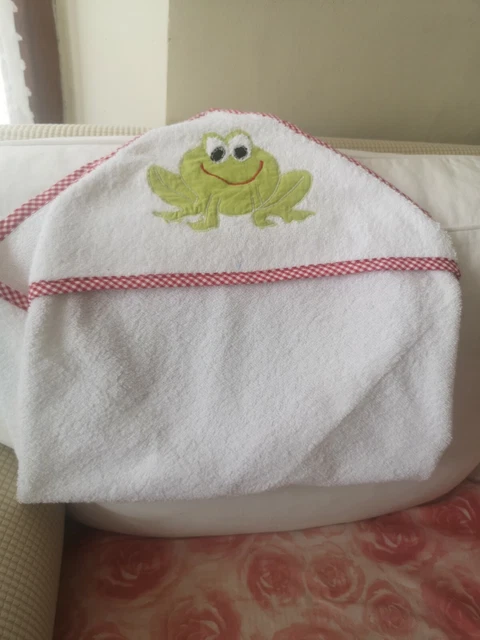 Accappatoio Triangolo Neonato In Spugna Con Tela Aida Per Ricamo - 74x74cm, 100% Cotone - Made In Italy - Foto 9