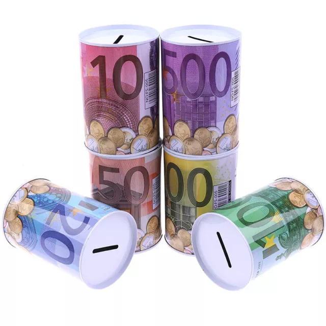 1pc Euro Dollar Money Box Safe Cylinder Piggy Bank Banks For Coins Deposit B SN❤