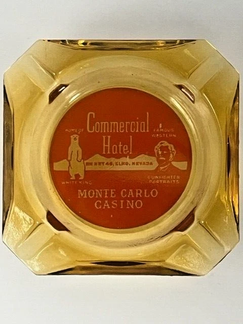 Vintage Commercial Hotel - Monte Carlo Casino - Elko, NV Glass Ashtray - 3.5"