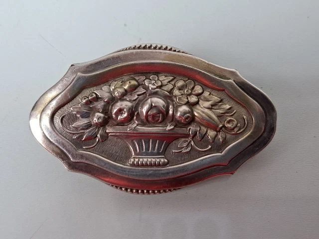 Broche Vintage Panier De Fleurs En Métal Doré Et Cabochons Verre - 55x35mm, Occasion