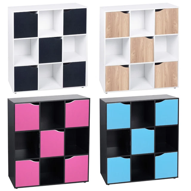 9 CUBE WOODEN Bookcase Shelving Display Shelves Storage Unit Wood Shelf