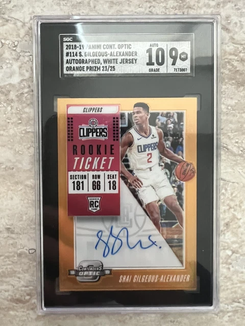 2018-19 Contenders Optic Orange Ticket Shai Gilgeous-Alexander RC AUTO /25 SGC 9