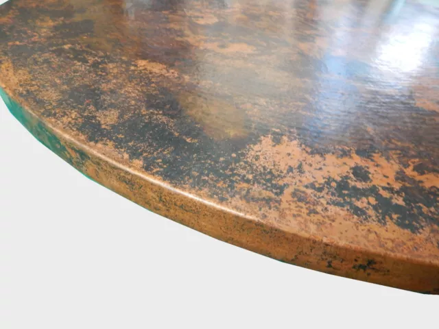 Mexican Round Copper Table Top Hand Hammered 48 Inches Stained Patina Table 2