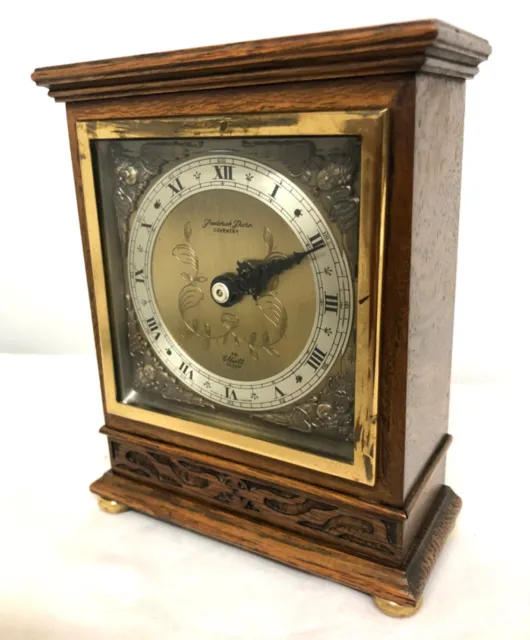ELLIOTT LONDON Oak with Blind Fretwork Bracket Mantel Clock : Thorn COVENTRY 3