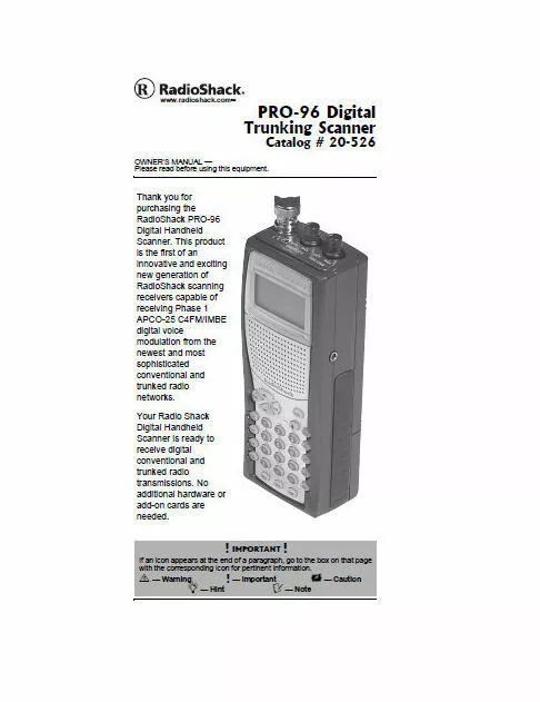 Radio Shack Pro-96 Instruction Operating Manual