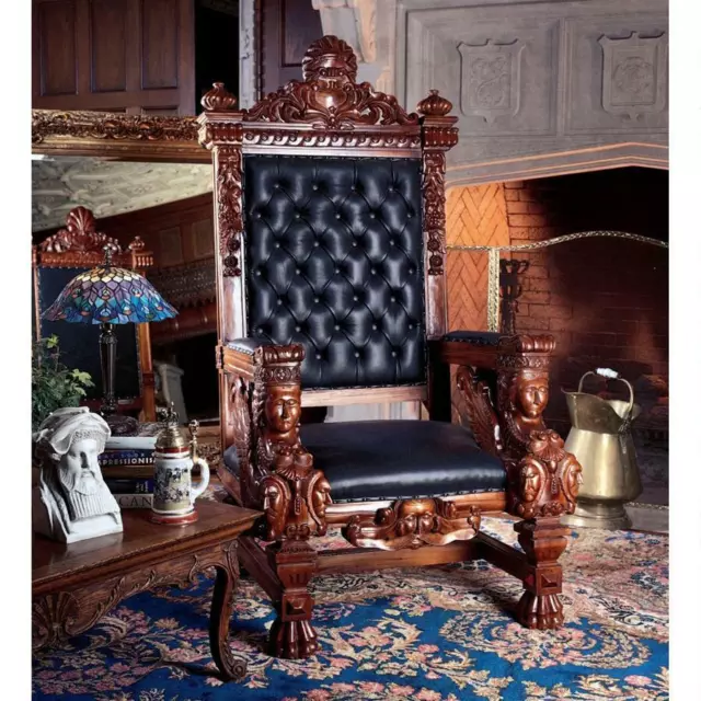 AF1204 - The Fitzjames Hand-Carved Solid Mahogany Throne Chair
