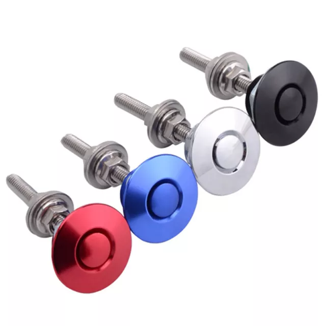 Aluminum Push Button Billet Hood Pins Lock Clip Kit Quick Latch Engine Bonne ~m'