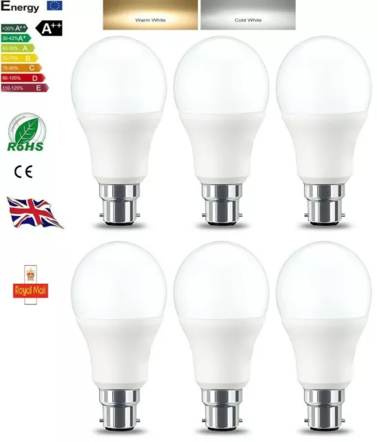 10W GLS LED Warmweiß/Kaltweiß Glühbirne A60 B22 Bajonett Äquivalent 100w