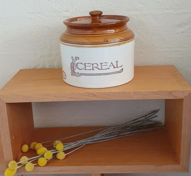 Vintage Bendigo Pottery Heritage Cereal Lidded Container Two Tone  16cm X 16cm