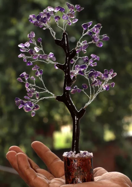 150+ Amethyst Gemstones SIlver Branches Bonsai Money Tree Decor 8-9.5" GW