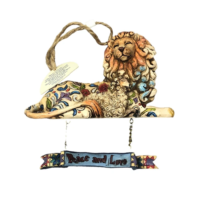 Jim Shore LION & LAMB Hanging Christmas Tree Ornament PEACE & LOVE