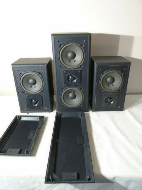 Fisher 3 Piece Two Way Shelf Monitor Speakers Surround Sound CTVM68B & STVM663B