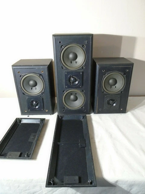 Fisher 3 Piece Two Way Shelf Monitor Speakers Surround Sound CTVM68B & STVM663B Fisher 3 Piece Two Way Shelf Monitor Speakers Surround Sound CTVM68B & STVM663B
