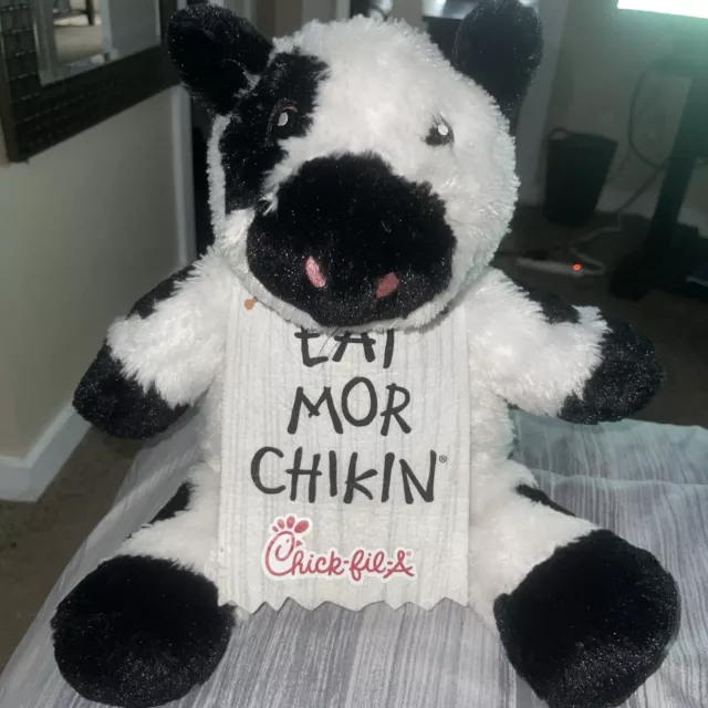 Chick-Fil-A Advertising Plush Cow Eat Mor Chikin Stuffed Animal Large 19”