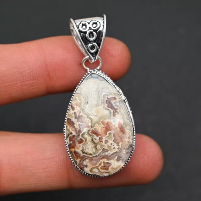 Crazy Lace Agate Gemstone 925 Sterling Silver Jewelry Gift Pendant r115