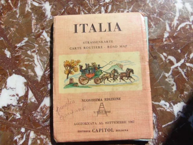 Cartina Stradale Italia Strassenkarte Aggiornata Al 1967 Editr. Capitol Bologna