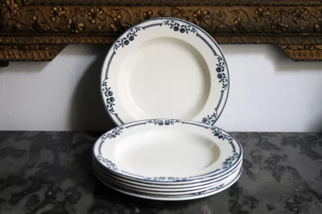 Lot 6 assiettes creuses Terre de fer faïence ancienne Salins AB modèle Saussure