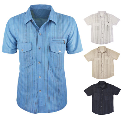 CROSS Hatch PESCA A Maniche Corte Camicia Taglia L 