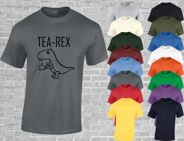 T Shirt Da Uomo Tea Rex Divertente Animale Scherzo Design Novità Regalo Idea Top Nuova