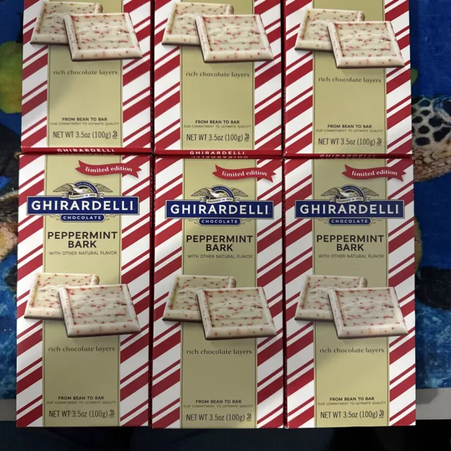 Ghirardelli ~ 6-Bars Peppermint Bark Bars Milk Chocolate Candy 3.5 oz BB 7/24