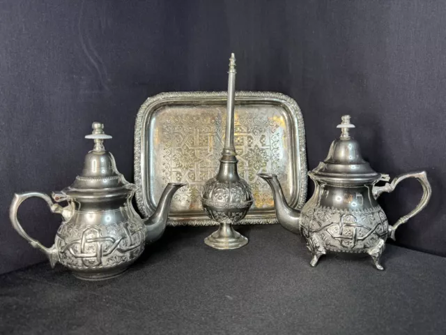 Moroccan Silver Plate Set