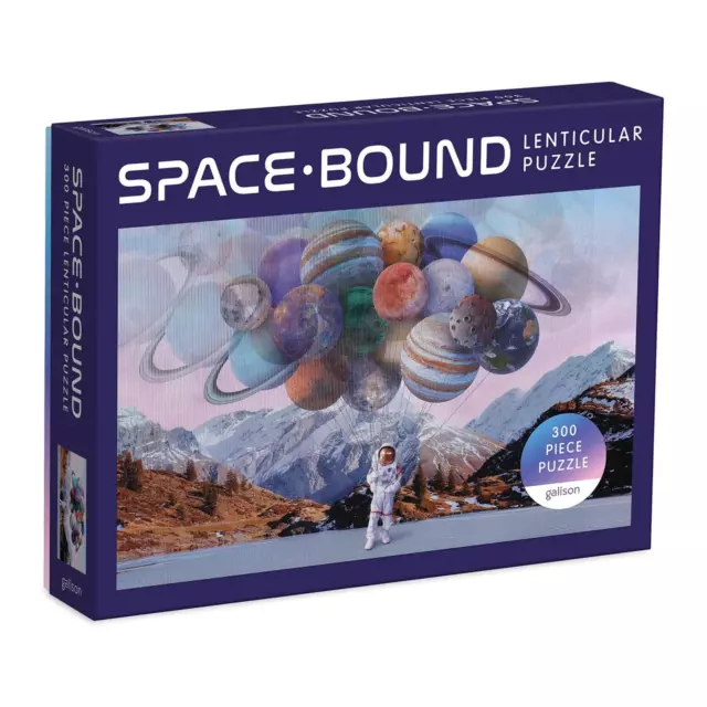 Space Bound Lenticular Jigsaw Puzzle 300 Pieces Planets Astronaut 3D Illusion