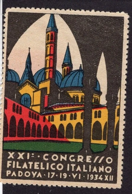 Aschenputtelbriefmarken - Italien Padua 1934 XXI. Briefmarke Expo 45x63mm