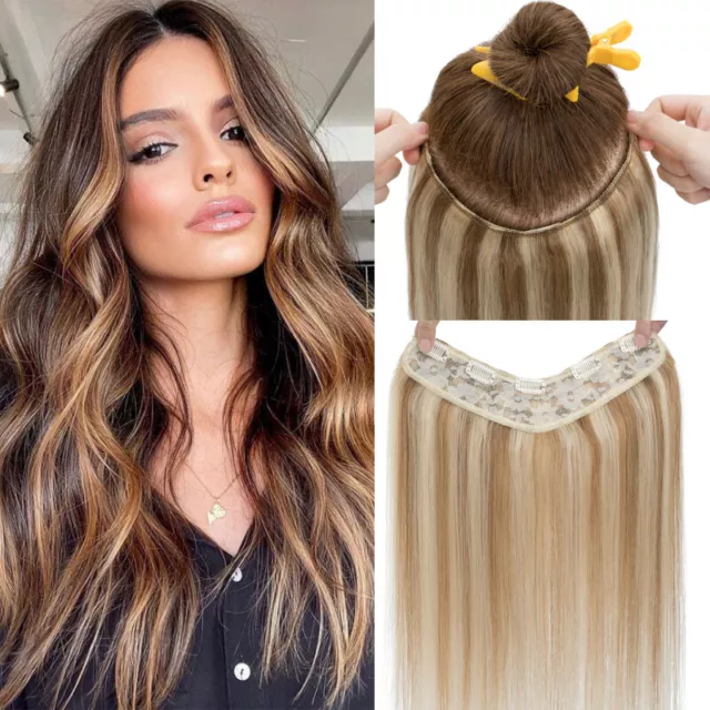 REAL REMY CLIP In 100 Human Hair Extensions One Piece Thick Full Head V Shape U 24.76 PicClick UK