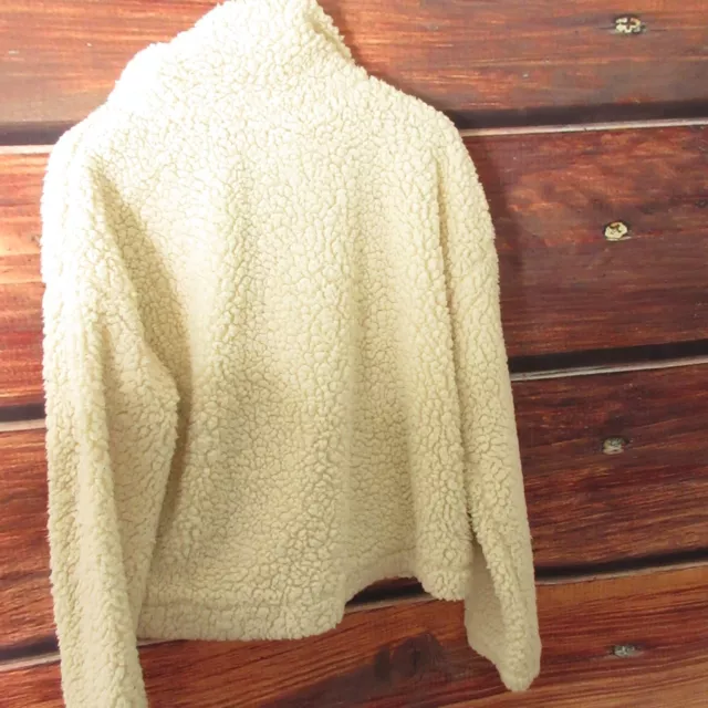 Thread & Supply Womens Ivory Wubby Fleece Sherpa Pullover Jacket - Medium 3