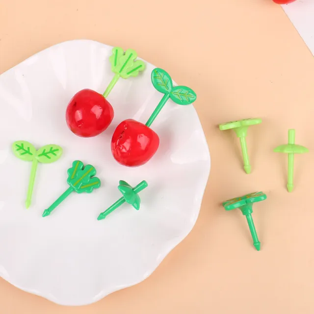 8 un. tenedores de frutas mini hojas de dibujos animados bocadillo postre pastel decoración de animales selecciones de alimentos q