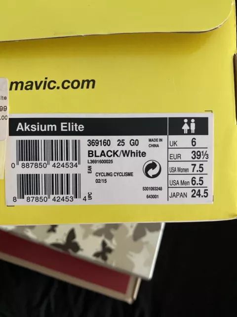 Radsport SPD Schuhe Aksium Elite Mavic Gr. 6 schwarz weiß