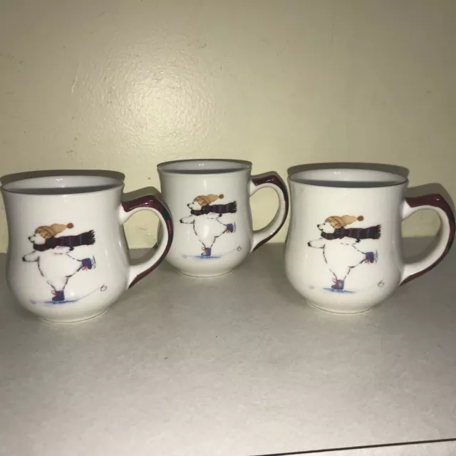 Pfaltzgraff Holiday Snow Bear/Polar Bear Mug Christmas Ice Skating EUC