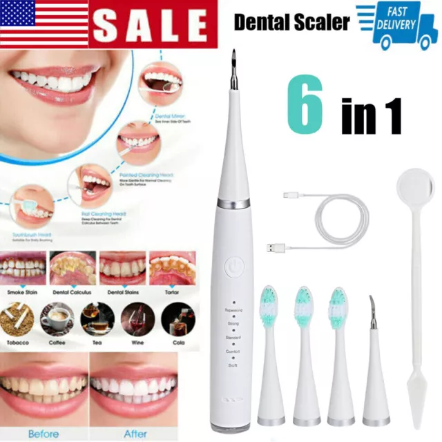 Sonic Electric Tooth Cleaner Dental Scaler Tartar Calculus Remover Toothbrush US